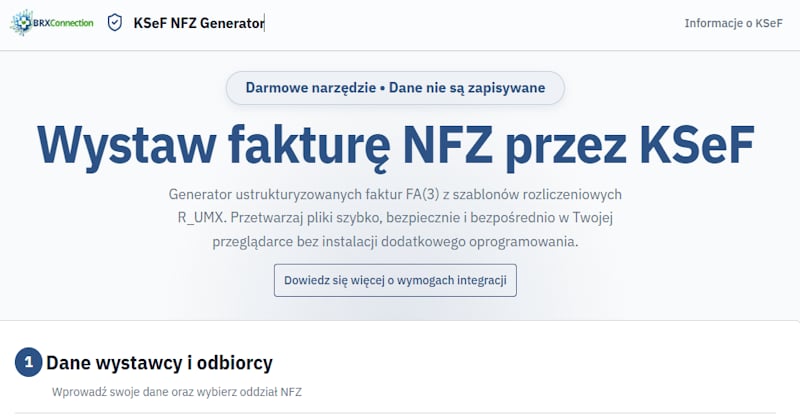 KSeF NFZ Generator - ksef.brxconnection.pl
